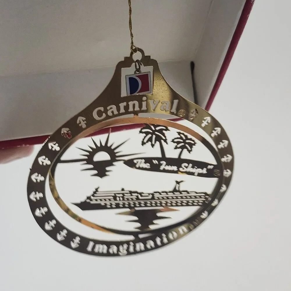 Carnival Cruise Imagination Gold Finish Brass Ornament Christmas Tree Fun Ship